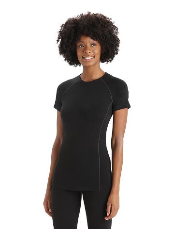 Base Layers Icebreaker BodyfitZone™ Merino 150 Zone Corta Sleeve Crewe Thermal Top Femme Noir | FR 1890GSOL